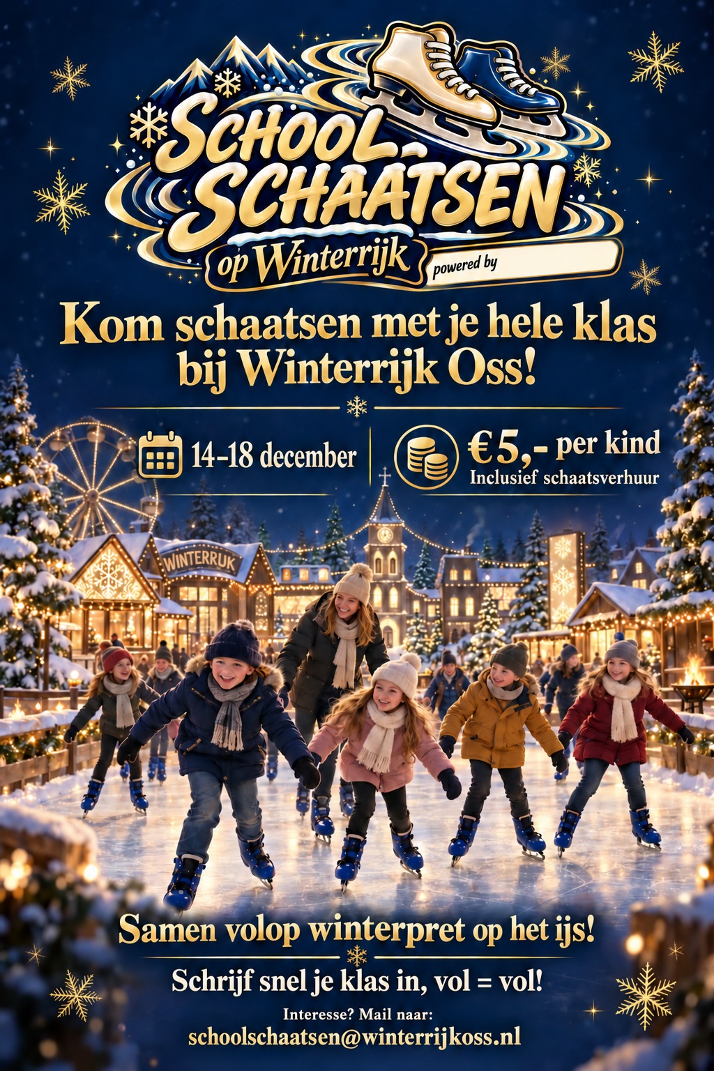 Schoolschaatsen bij Winterrijk Oss van 14 tot en met 18 december